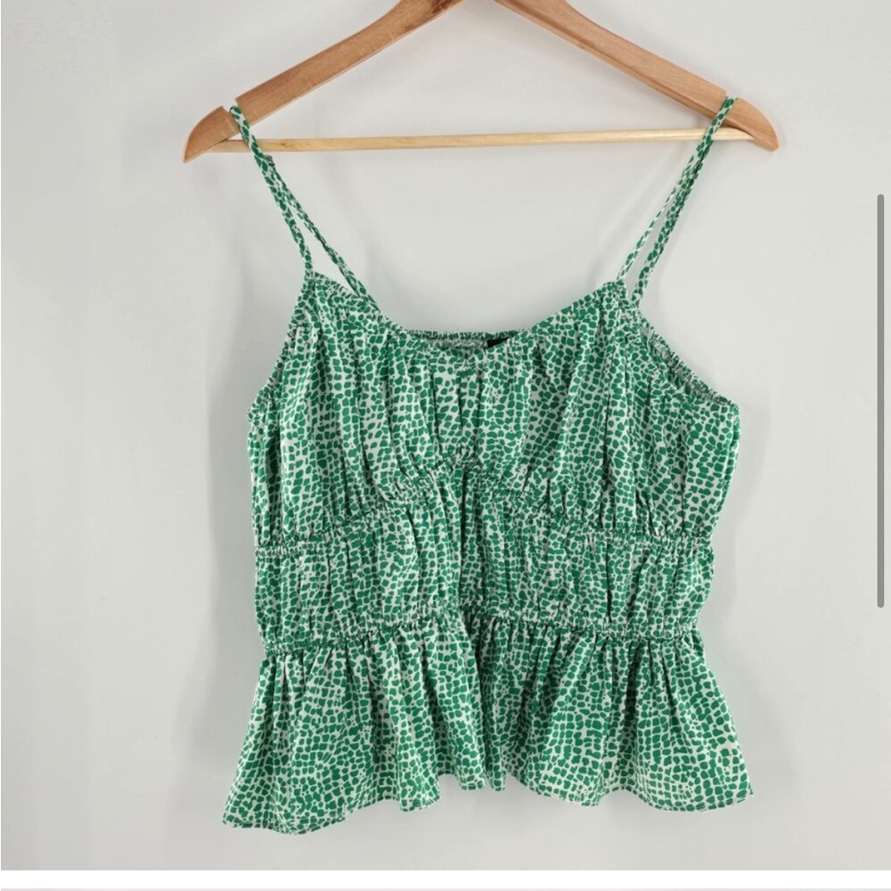 Lulus Green Dot Ruffled Tank - Picture 3 of 8